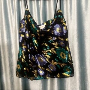 Lovers + Friends Black and Gold Floral Camisole